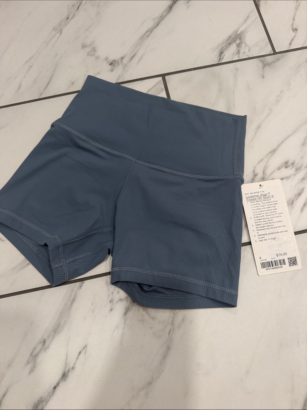 lululemon athletica Ribbed High-Rise Bike Shorts in Slate Blue